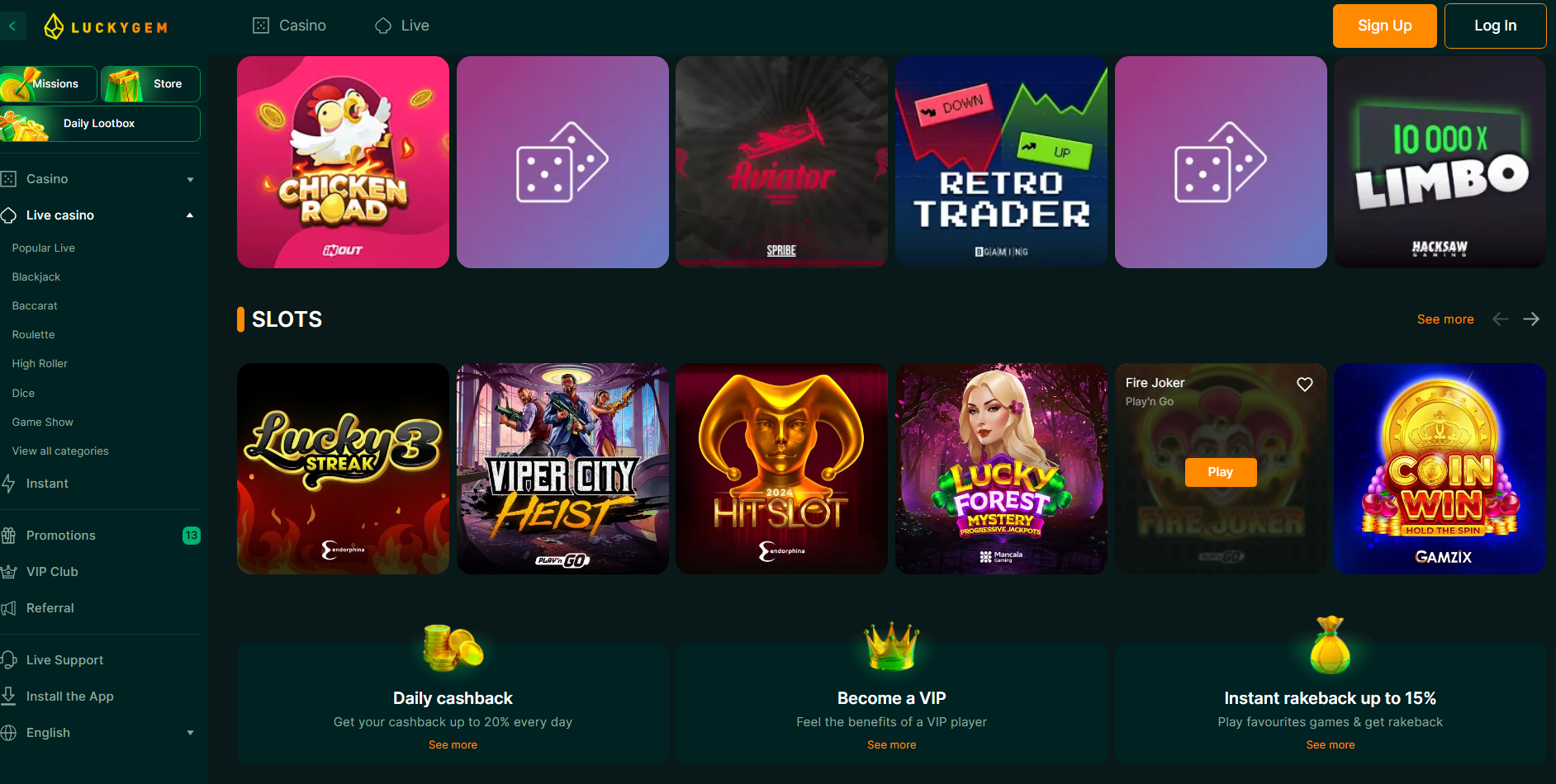 luckygem casino games