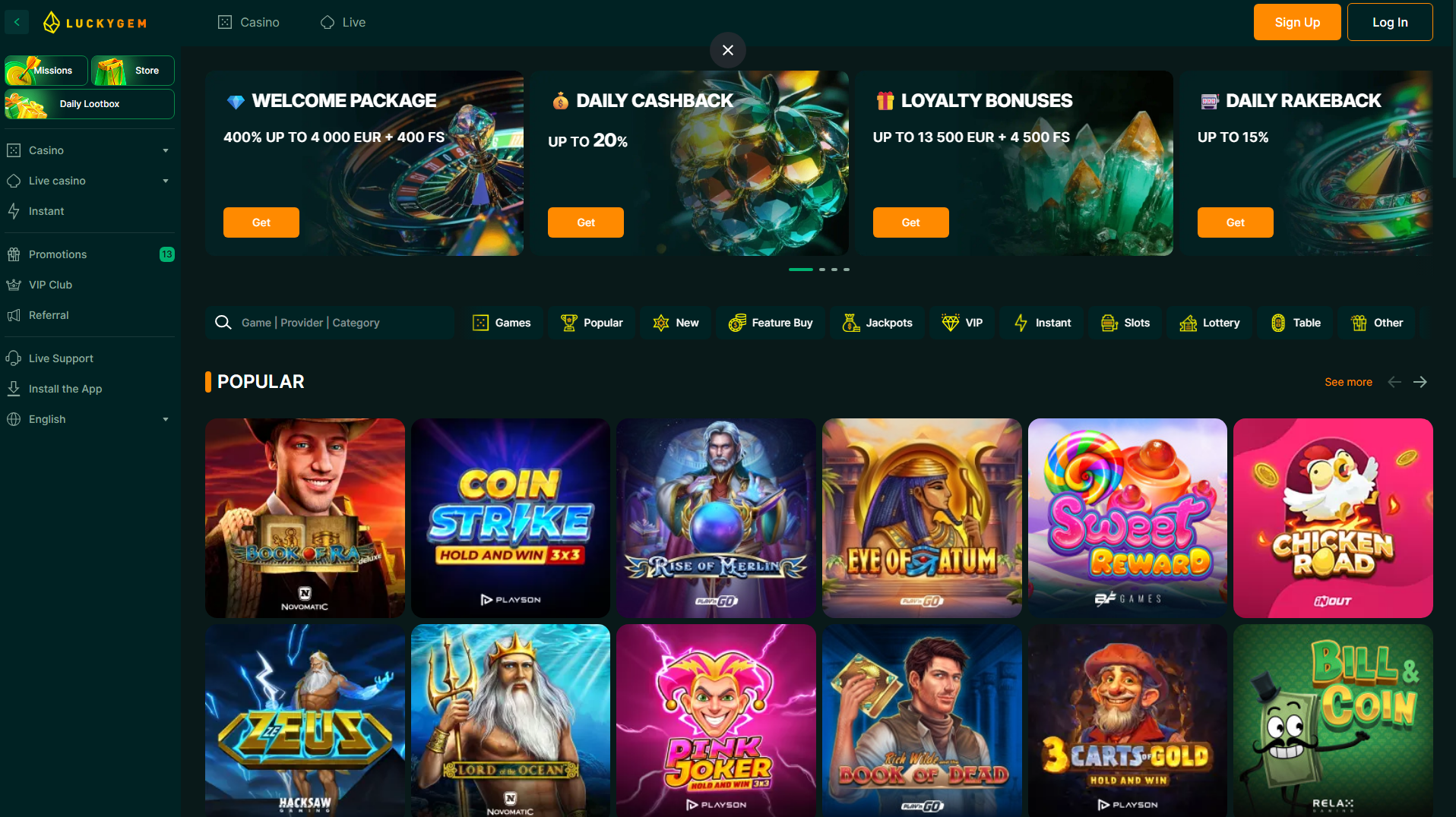 luckygem casino live